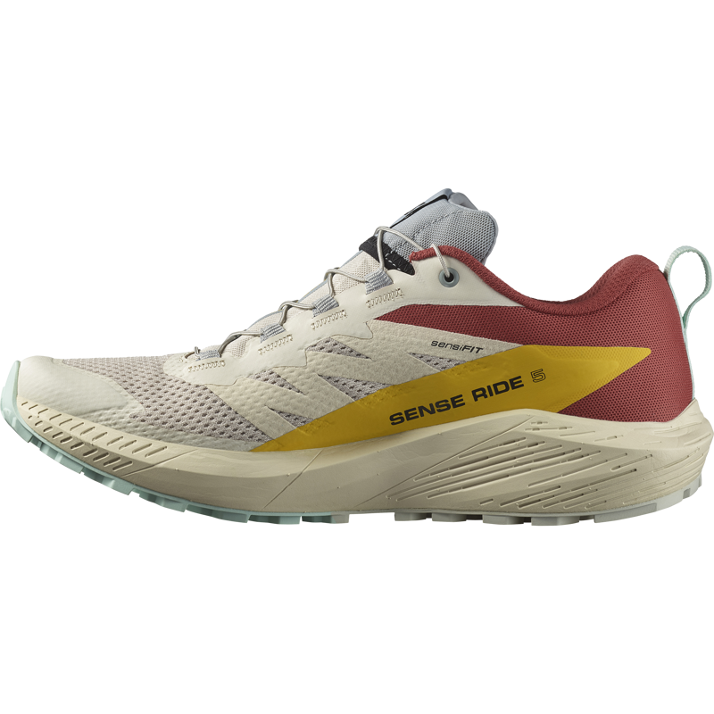 Salomon Sense Ride 5 Men's Trail Running Shoe in Rainy Day/Hot Sauce/Freesia-3